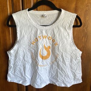 Hotworx Cropped Boxy Tank Top Size XL White Women’s Shirt Top Workout Yoga Gym